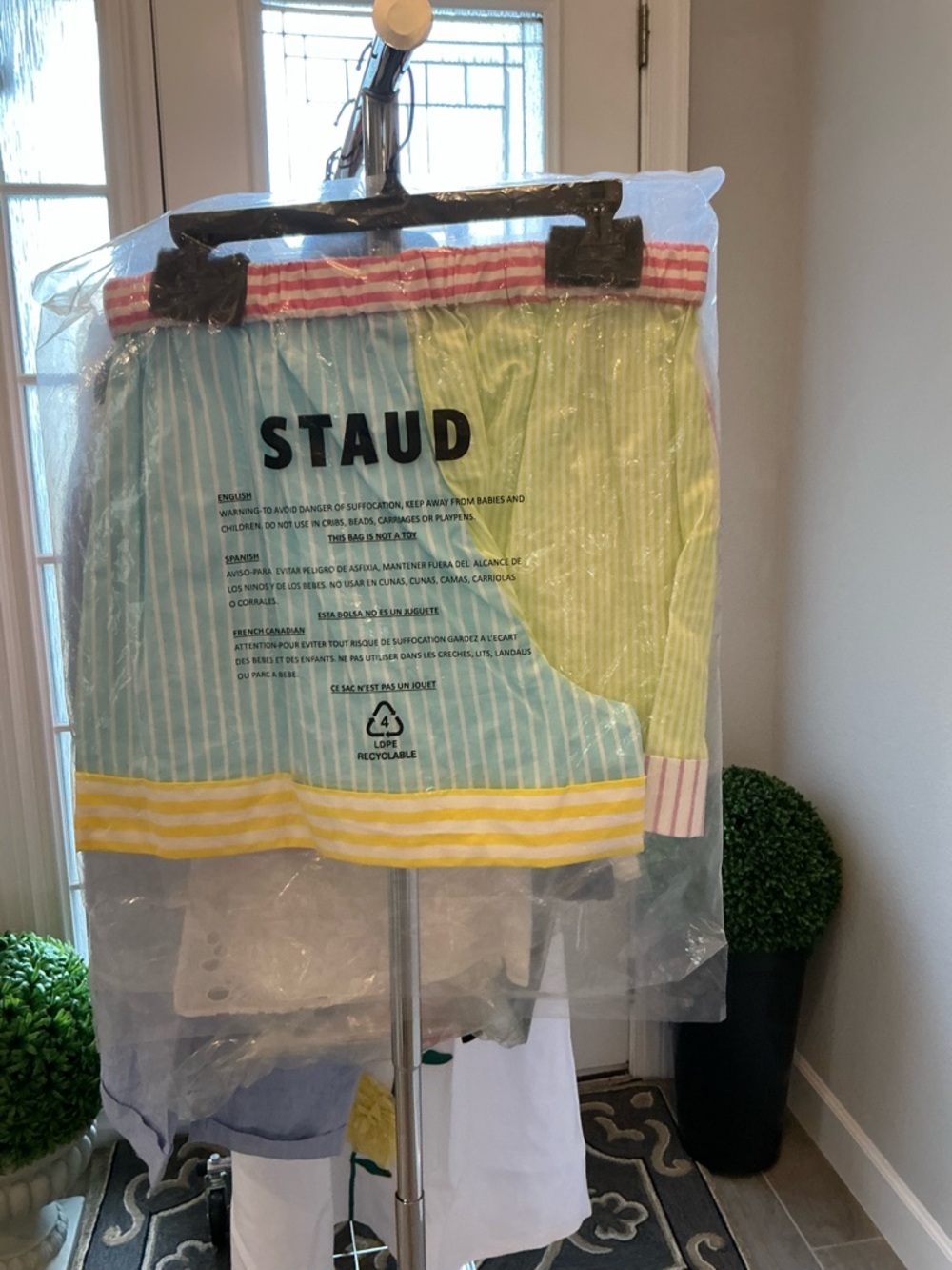 STAUD Pastel Stripe Mini SHORTS  in Blue, Yellow, Lime & Pink  READ BELOW